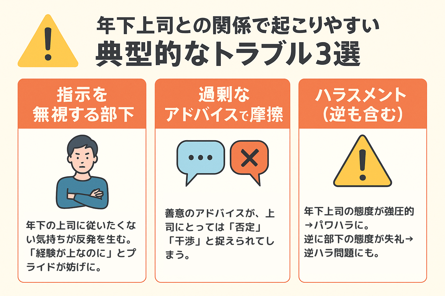 上司が年下の場合に起こりうるトラブル