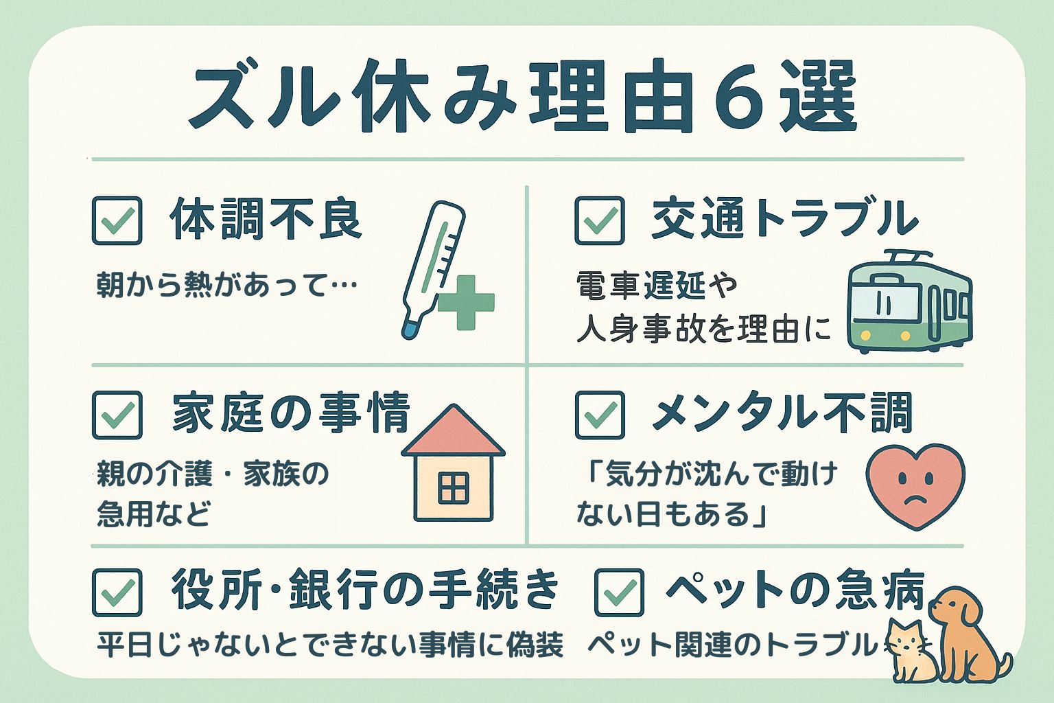 仕事をズル休みするときによく使われる理由6選